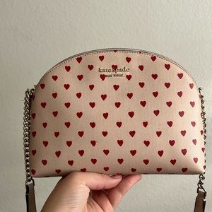 Kate spade purse, size small, pink with little red hearts